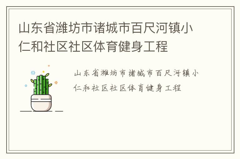 山东省潍坊市诸城市百尺河镇小仁和社区社区体育健身工程