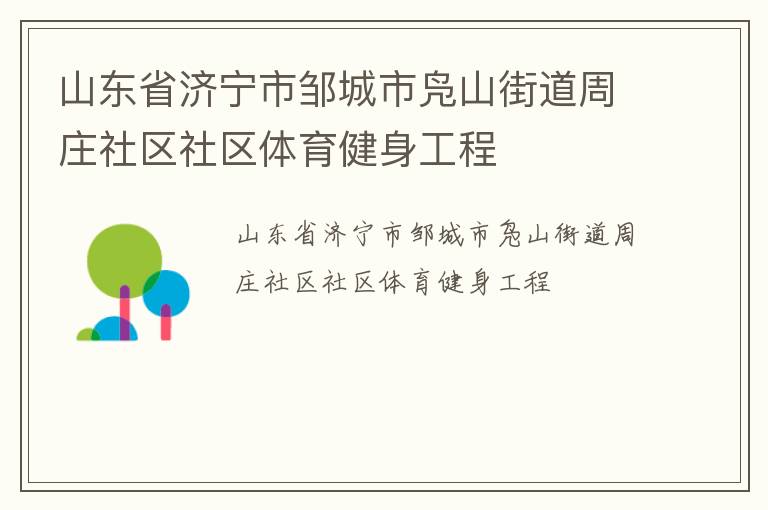 山东省济宁市邹城市凫山街道周庄社区社区体育健身工程