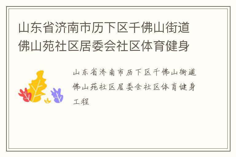 山东省济南市历下区千佛山街道佛山苑社区居委会社区体育健身工程