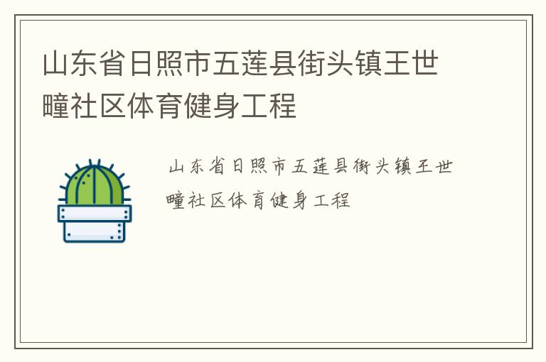 山东省日照市五莲县街头镇王世疃社区体育健身工程