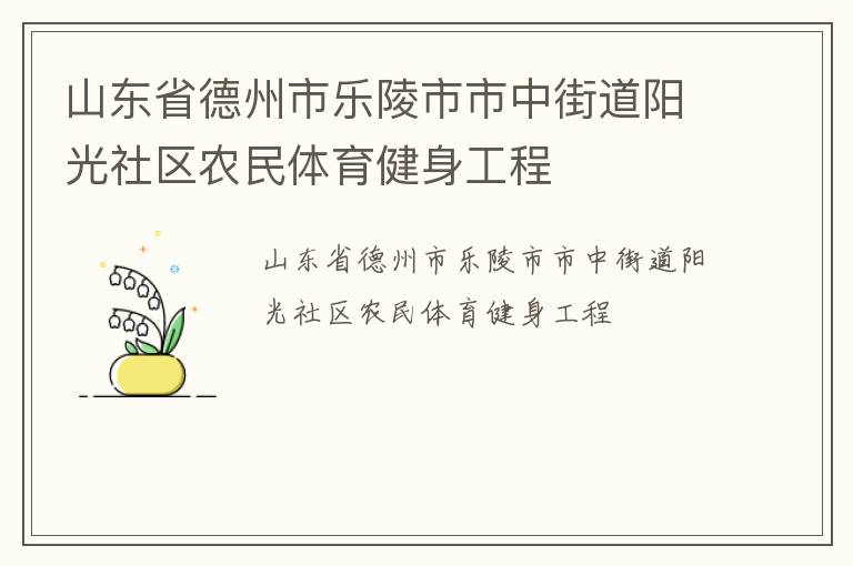 山东省德州市乐陵市市中街道阳光社区农民体育健身工程