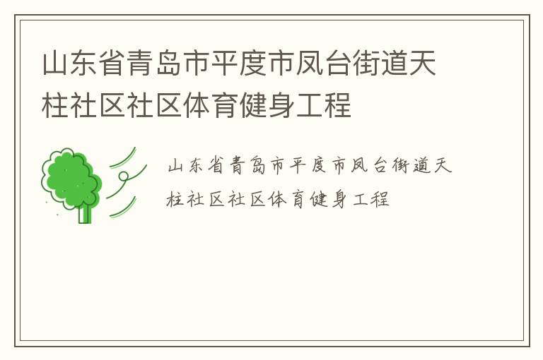 山东省青岛市平度市凤台街道天柱社区社区体育健身工程
