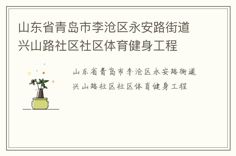 山东省青岛市李沧区永安路街道兴山路社区社区体育健身工程