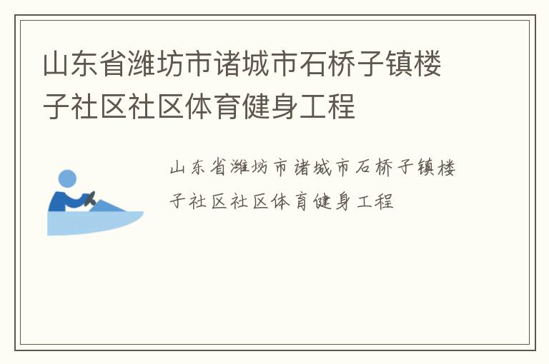 山东省潍坊市诸城市石桥子镇楼子社区社区体育健身工程