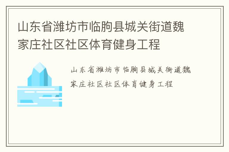 山东省潍坊市临朐县城关街道魏家庄社区社区体育健身工程