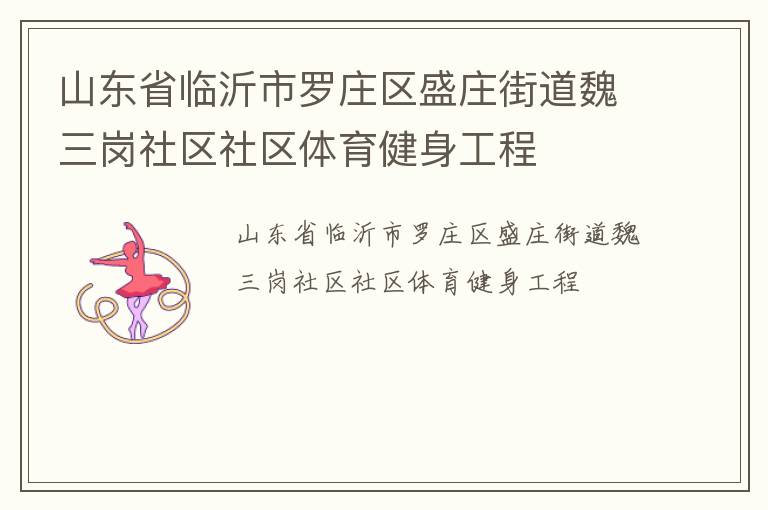 山东省临沂市罗庄区盛庄街道魏三岗社区社区体育健身工程