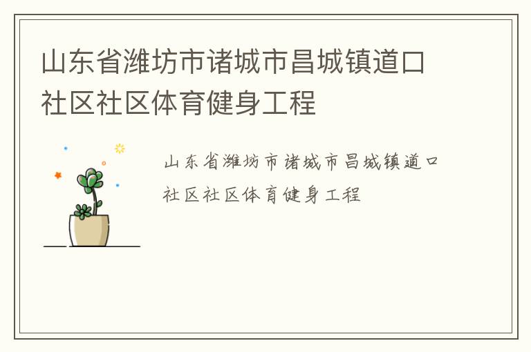 山东省潍坊市诸城市昌城镇道口社区社区体育健身工程