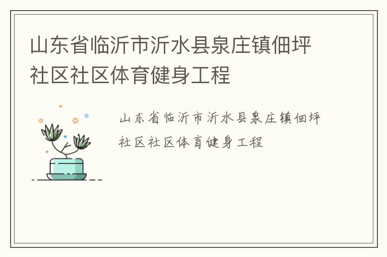 山东省临沂市沂水县泉庄镇佃坪社区社区体育健身工程