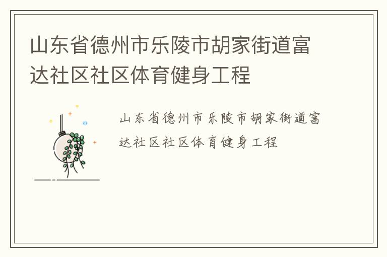 山东省德州市乐陵市胡家街道富达社区社区体育健身工程