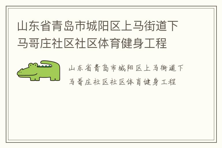 山东省青岛市城阳区上马街道下马哥庄社区社区体育健身工程
