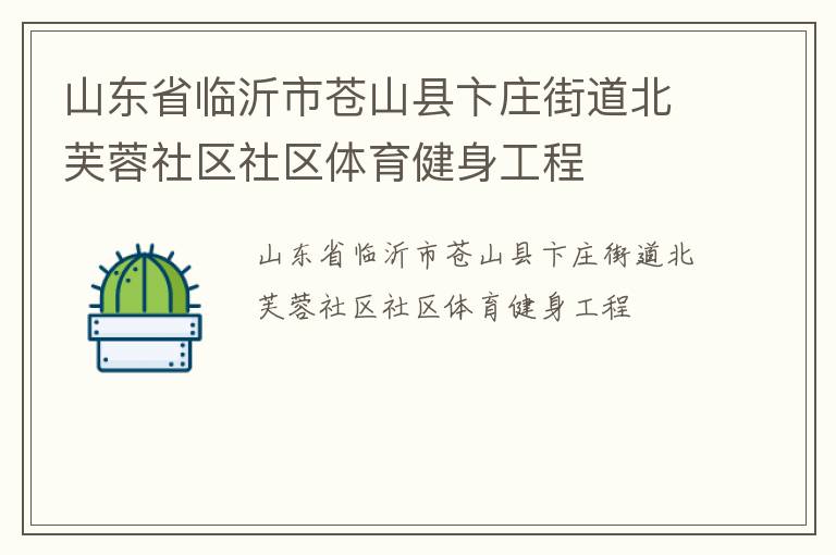 山东省临沂市苍山县卞庄街道北芙蓉社区社区体育健身工程