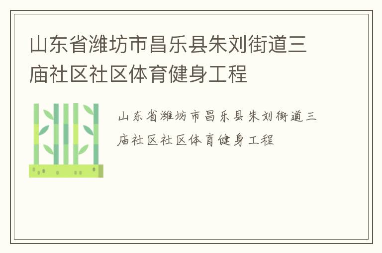 山东省潍坊市昌乐县朱刘街道三庙社区社区体育健身工程