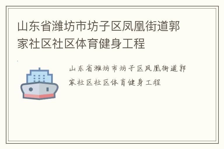 山东省潍坊市坊子区凤凰街道郭家社区社区体育健身工程