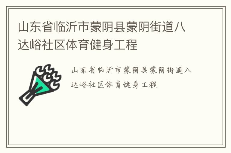 山东省临沂市蒙阴县蒙阴街道八达峪社区体育健身工程