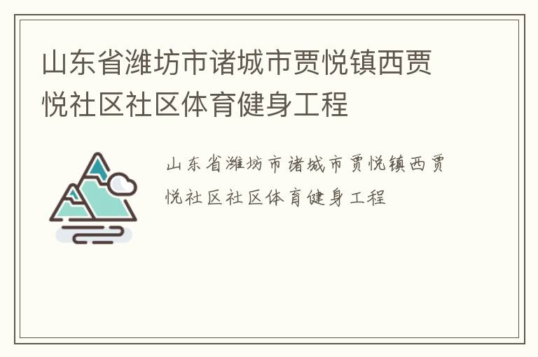 山东省潍坊市诸城市贾悦镇西贾悦社区社区体育健身工程