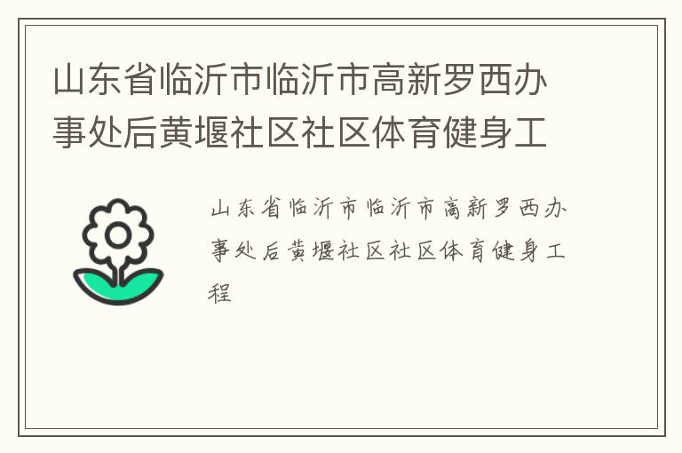 山东省临沂市临沂市高新罗西办事处后黄堰社区社区体育健身工程