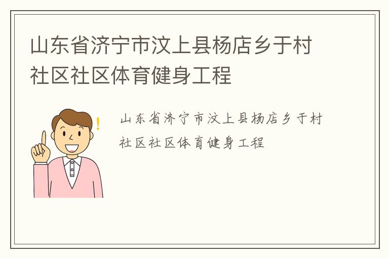 山东省济宁市汶上县杨店乡于村社区社区体育健身工程