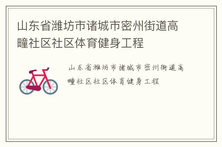 山东省潍坊市诸城市密州街道高疃社区社区体育健身工程