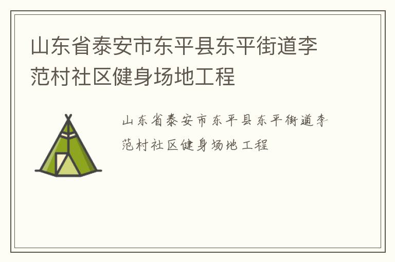 山东省泰安市东平县东平街道李范村社区健身场地工程