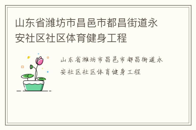 山东省潍坊市昌邑市都昌街道永安社区社区体育健身工程