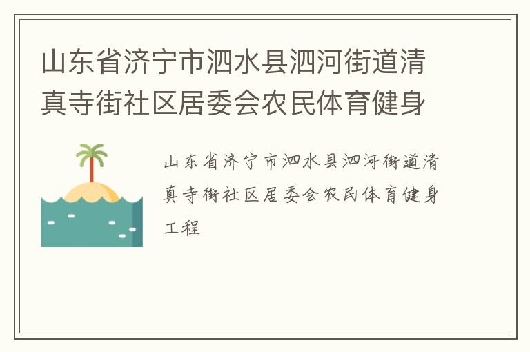 山东省济宁市泗水县泗河街道清真寺街社区居委会农民体育健身工程