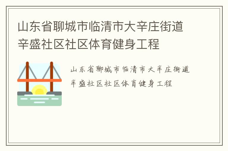 山东省聊城市临清市大辛庄街道辛盛社区社区体育健身工程