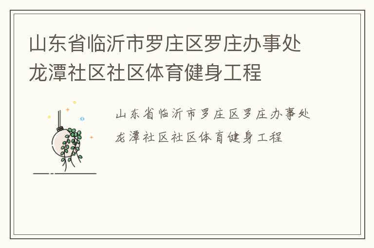 山东省临沂市罗庄区罗庄办事处龙潭社区社区体育健身工程