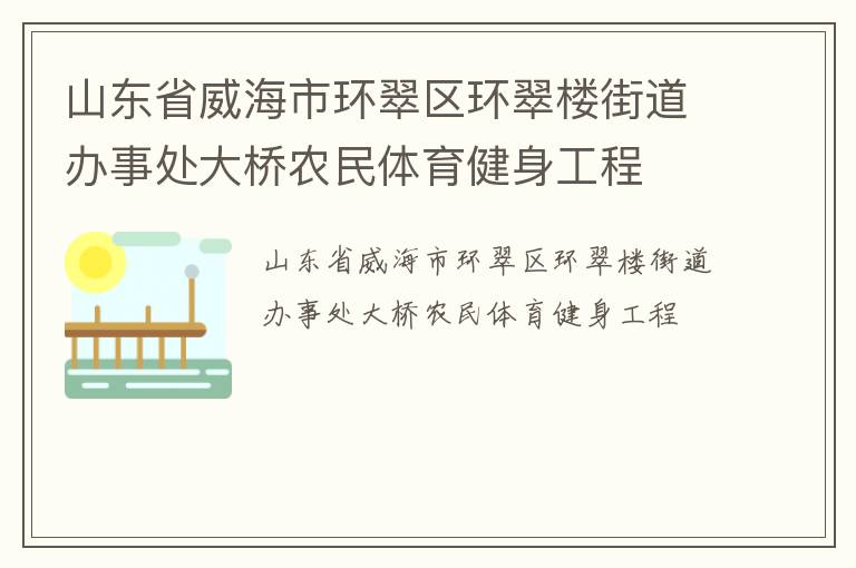 山东省威海市环翠区环翠楼街道办事处大桥农民体育健身工程