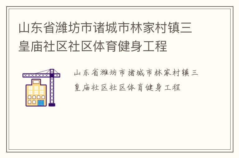 山东省潍坊市诸城市林家村镇三皇庙社区社区体育健身工程