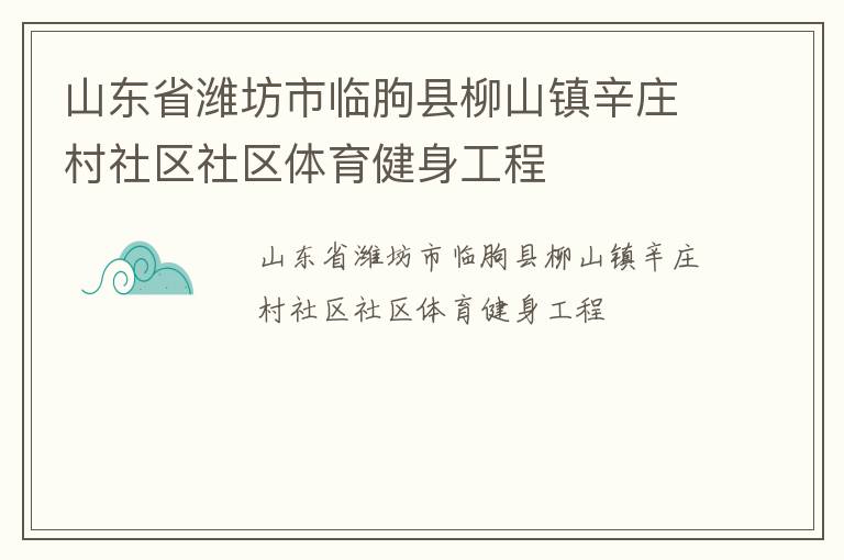 山东省潍坊市临朐县柳山镇辛庄村社区社区体育健身工程