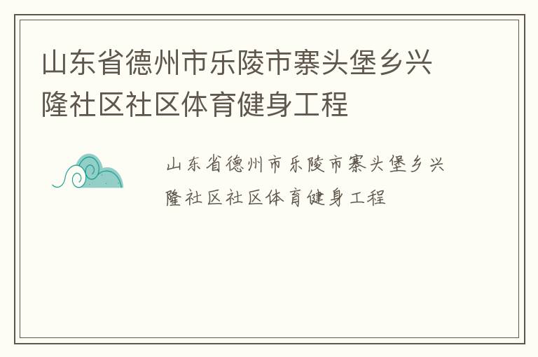 山东省德州市乐陵市寨头堡乡兴隆社区社区体育健身工程