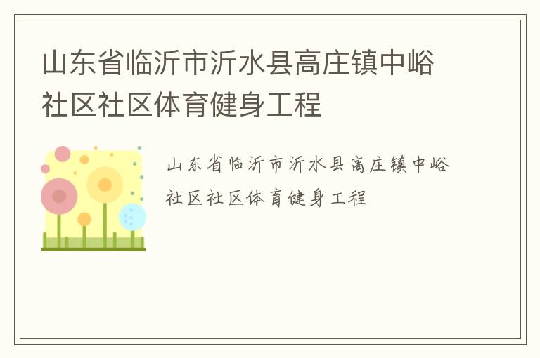 山东省临沂市沂水县高庄镇中峪社区社区体育健身工程