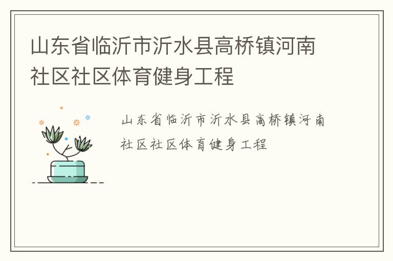 山东省临沂市沂水县高桥镇河南社区社区体育健身工程