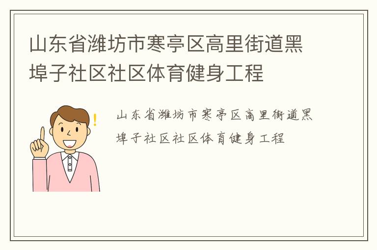山东省潍坊市寒亭区高里街道黑埠子社区社区体育健身工程