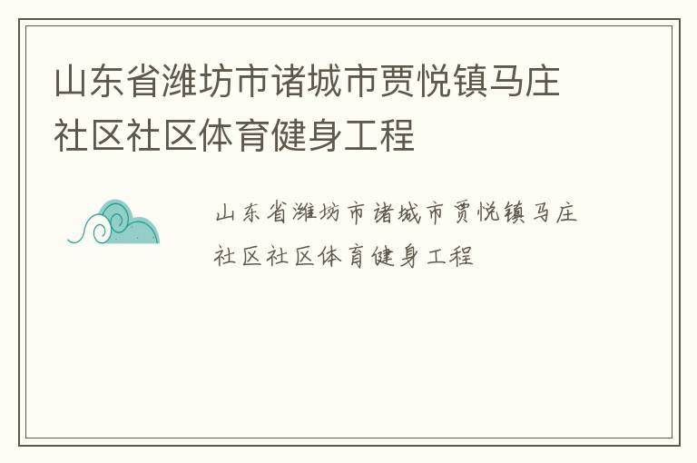 山东省潍坊市诸城市贾悦镇马庄社区社区体育健身工程