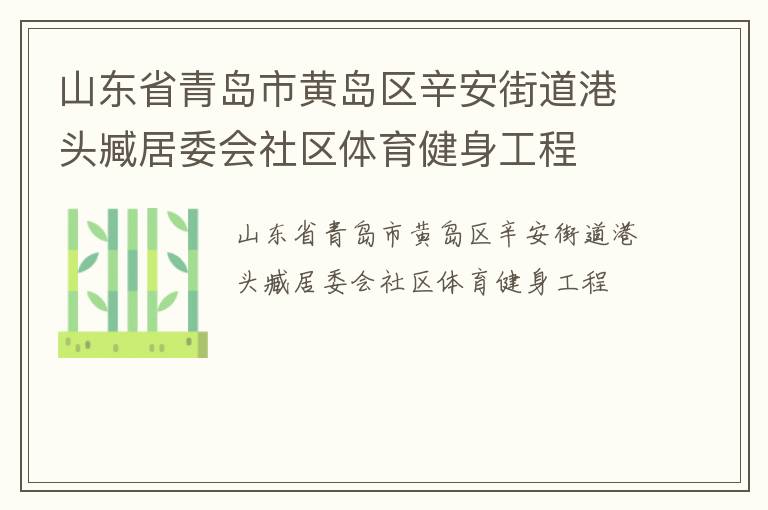 山东省青岛市黄岛区辛安街道港头臧居委会社区体育健身工程