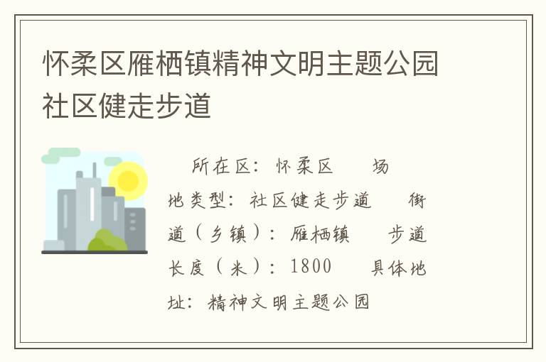 怀柔区雁栖镇精神文明主题公园社区健走步道