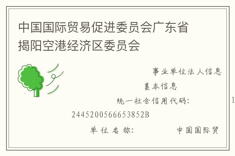中国国际贸易促进委员会广东省揭阳空港经济区委员会