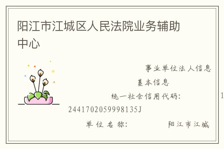 阳江市江城区人民法院业务辅助中心