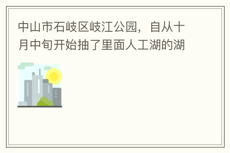 中山市石岐区岐江公园，自从十月中旬开始抽了里面人工湖的湖水，然后导致湖水下面大幅度下降，截止到12月5日依旧没有恢复。问过园内保安说是维修喷水设备。可是这个维修效率太慢了！太久了！这接近2个月的时间以