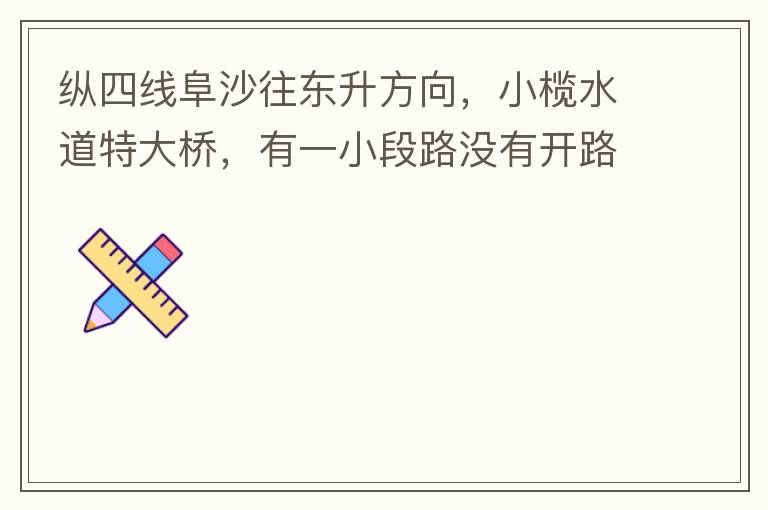纵四线阜沙往东升方向，小榄水道特大桥，有一小段路没有开路灯，阜沙往东升上桥的一小段路，没有开，其他都开了，为什么这一段路不开，经过的时候感觉很奇怪。
