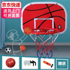 梦多福 篮球框 墙挂 免打孔悬挂式篮球架 儿童墙壁吊挂宿舍家用篮球框 室内成人宝宝投篮玩具篮筐 中号（一球+气筒+两种挂钩）