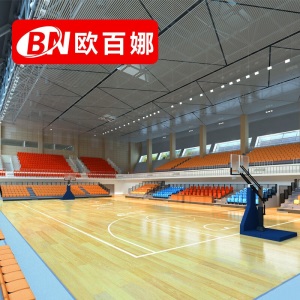 欧百娜室内篮球场实木龙骨地板赛事专用篮球枫桦木单层地板