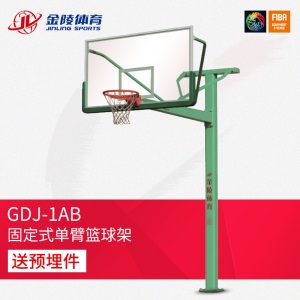 金陵体育 固定式单臂篮球架GDJ-1AB/11232 FIBA认证 配高强度安全玻璃篮板