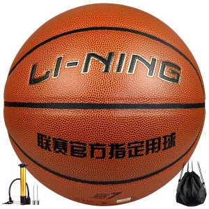 李宁LI-NING CBA联赛比赛篮球室内外兼用PU材质成人儿童蓝球