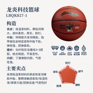 LINING李宁篮球CBA比赛7号篮球PU材质成人儿童蓝球lanqiu 吸湿
