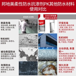 邦地美（BANDE）刚性防水剂 防水涂料 屋顶外墙防水补漏材料 卫生间阳台室外透明防水  防潮防霉