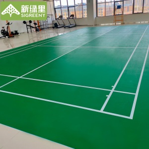 新绿里一组室内标准羽毛球场地108平方羽毛球场地胶垫室内收卷可移动气排球羽毛球场地pvc塑胶