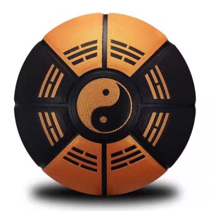 太极篮球 网红太极八卦篮球牛皮手感成人学生涂鸦个性花式篮球软皮耐磨室内室外7号标准篮球 太极黑白