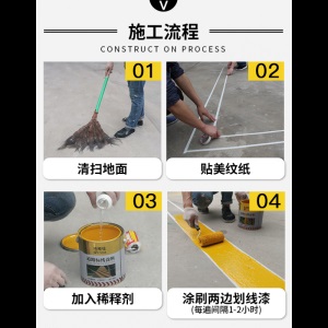 马路划线漆停车位划线漆速干路面地标线漆篮球场地面黄色油漆桶装 2.5公斤 中黄